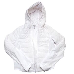 Forever 21 White Quilted Jacket Women's XS Lightweight Zip Up‎